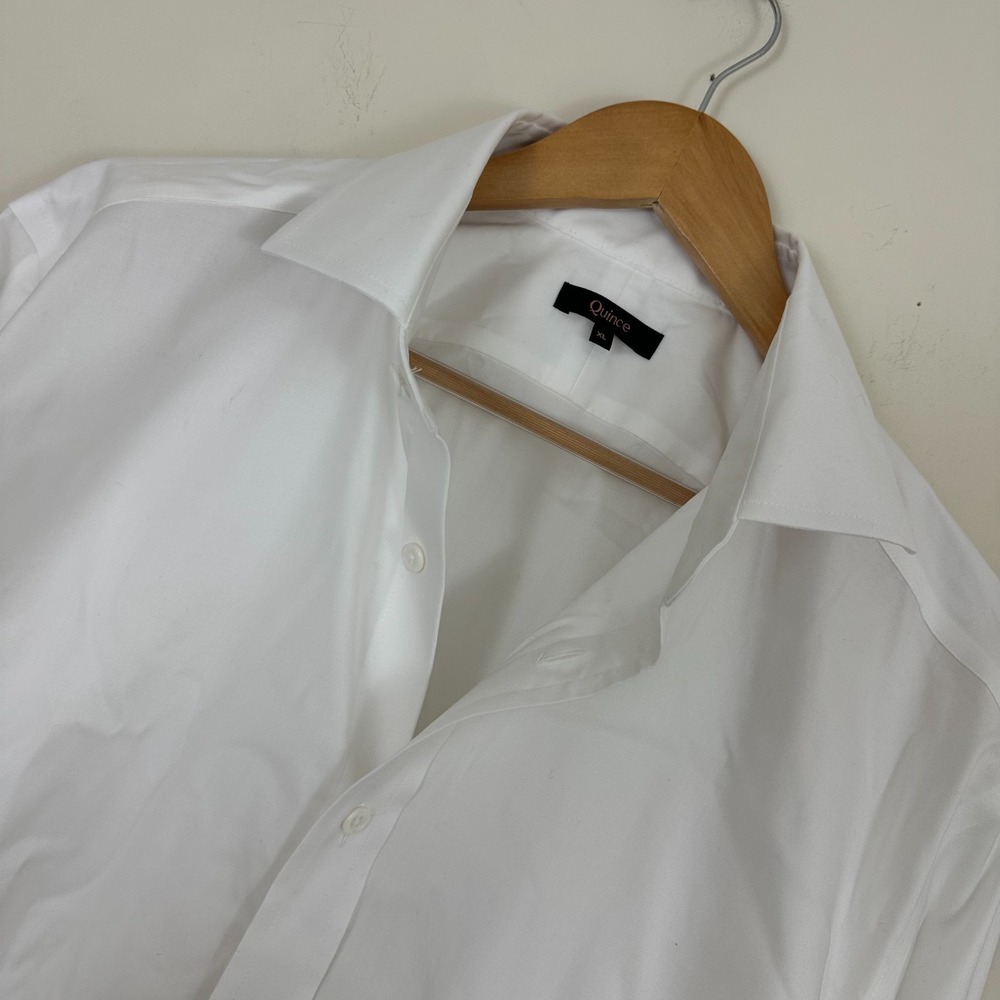 Quince Dress Shirt White Organic Cotton Stretch Long Sleeve Button Up Mens XL
